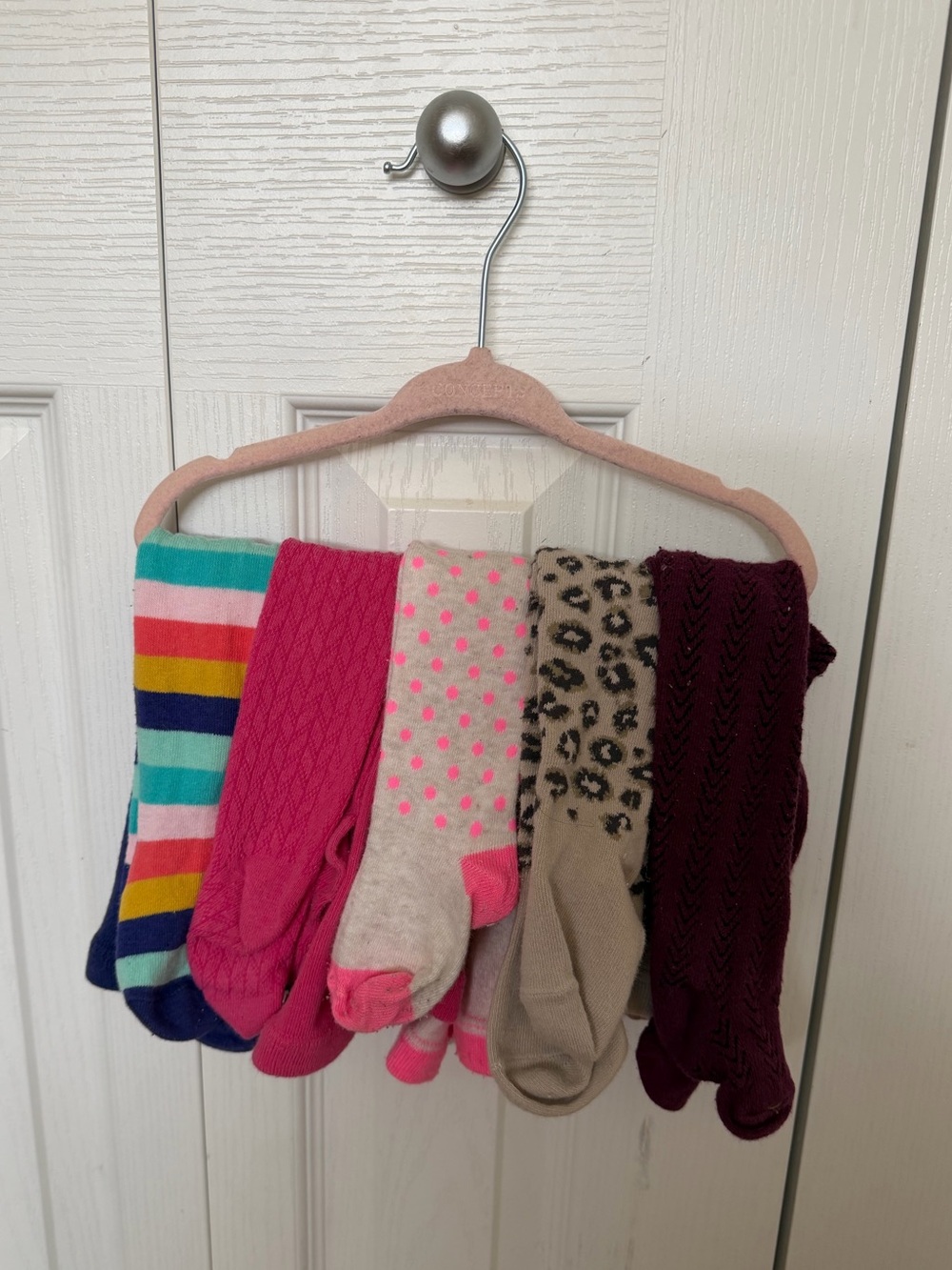 Kids Assorted Colored Tights Pack - Pink, Multi, Beige, Burgundy